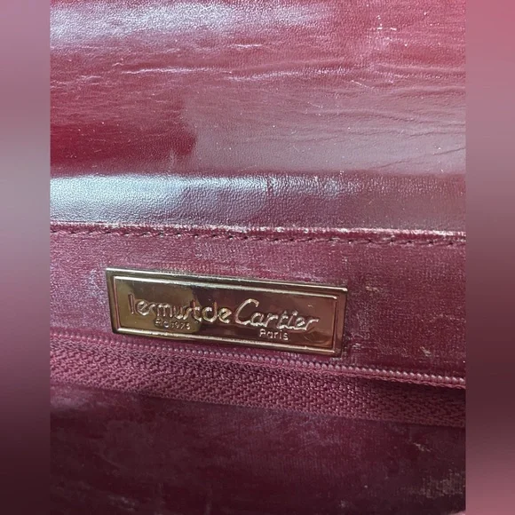 Vintage Le Must De Cartier Leather Bag Ladies Red Bordeaux Purse - Picture 10 of 10